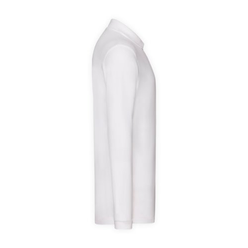 Polo blanc  manches longues en coton avec patte boutonne.