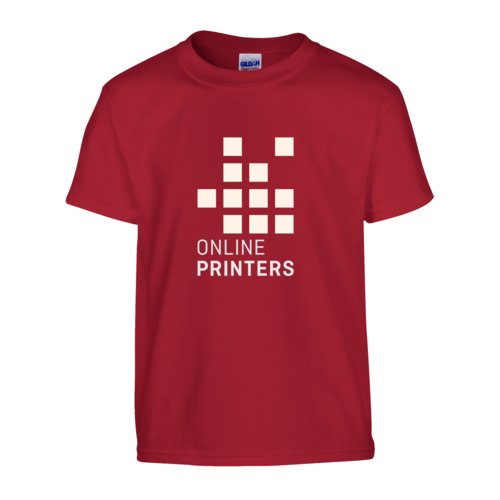T-shirt rouge cerise en coton, coupe unisexe, avec manches courtes.