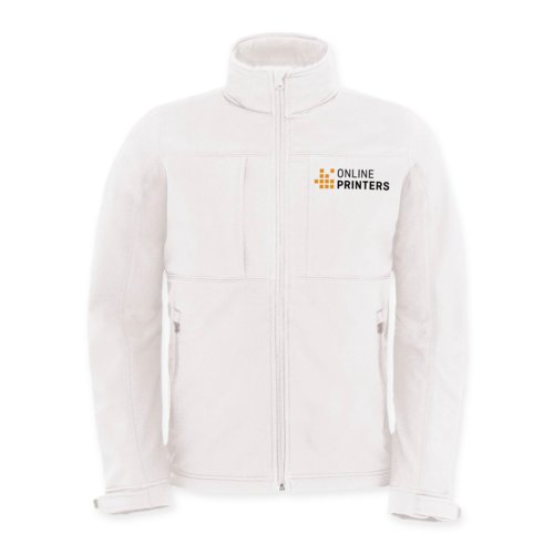 Veste softshell blanche en polyester et lasthanne pour hommes.