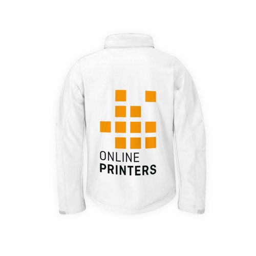 Veste softshell blanche en polyester et lasthanne pour homme.