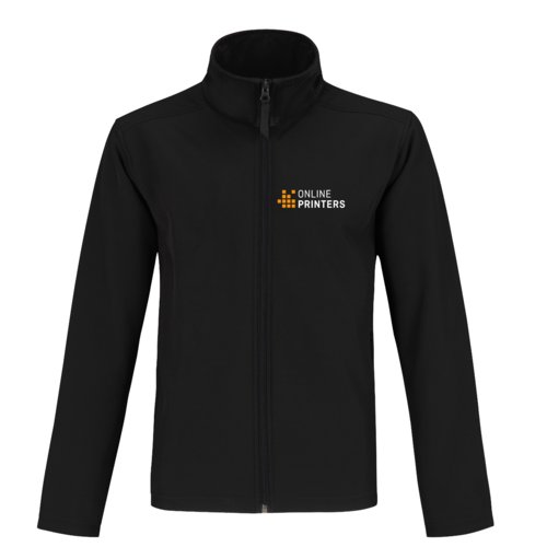 Veste softshell noire en polyester-lasthanne avec fermeture clair intgrale.