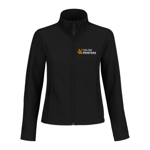 Veste softshell noire en polyester et lasthanne pour femmes.