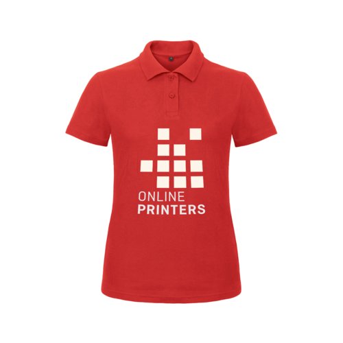 Polo rouge en coton pour femmes avec courte patte de boutonnage.