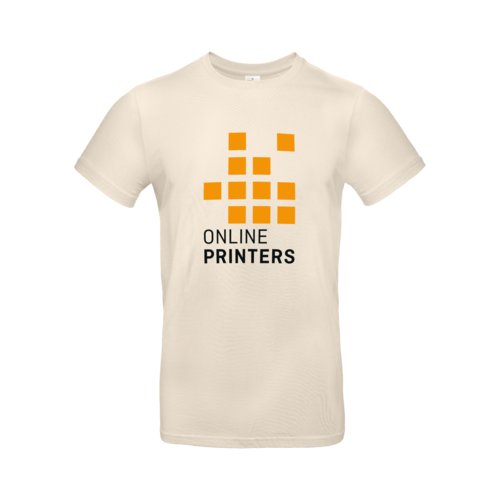 T-shirt beige en coton pour hommes avec manches courtes.