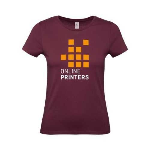 T-shirt en coton bordeaux pour femmes avec manches courtes.