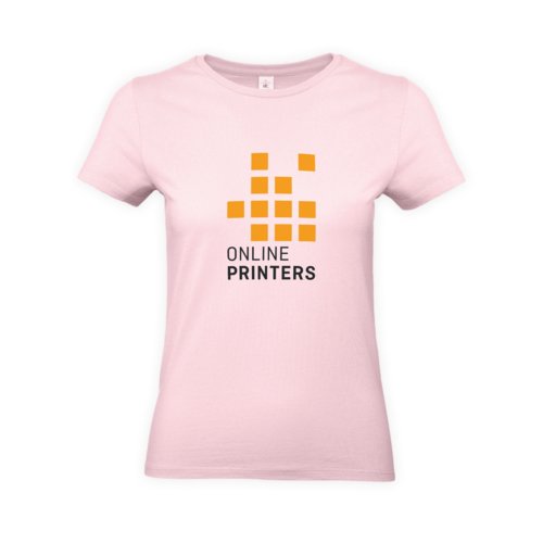 T-shirt rose en coton pour femmes avec manches courtes et col rond.