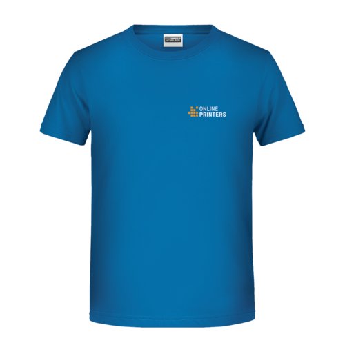 T-shirt bleu fonc en coton avec manches courtes.