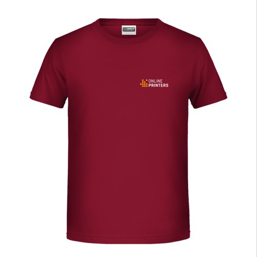 T-shirt bordeaux en coton pour enfants avec manches courtes.