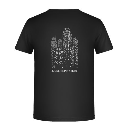 T-shirt noir en coton pour garons avec manches courtes.
