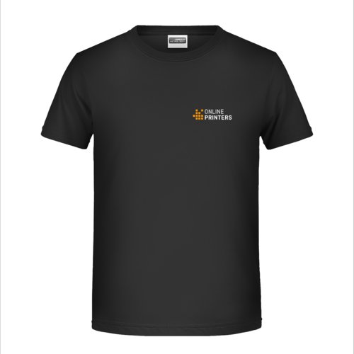 T-shirt noir en coton pour enfants avec manches courtes.