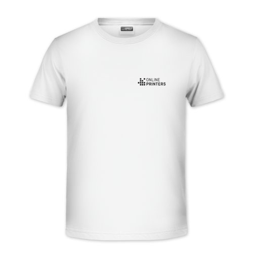 T-shirt blanc en coton pour garons avec manches courtes.