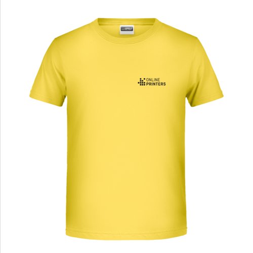T-shirt jaune en coton pour enfants avec manches courtes.