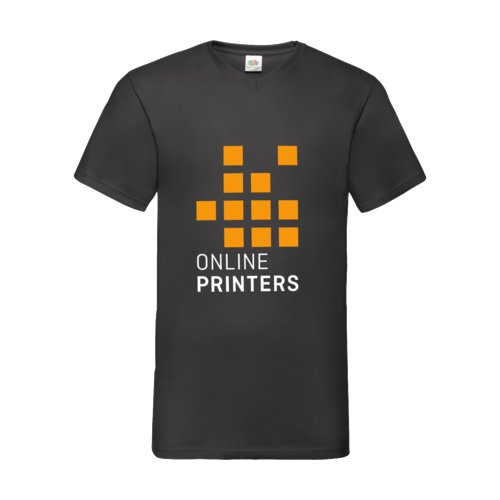 T-shirt noir en coton avec col en V pour homme.