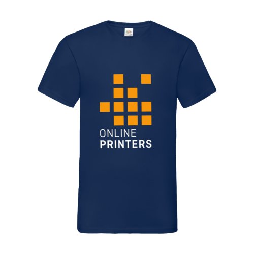T-shirt bleu marine en coton avec col en V pour hommes.