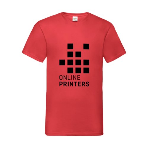 T-shirt rouge en coton avec col en V pour hommes.