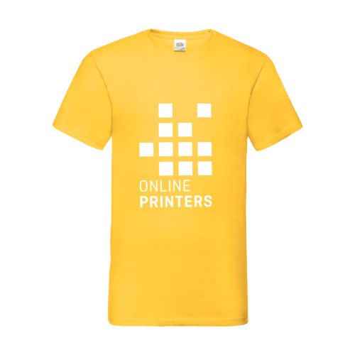 T-shirt jaune en coton avec col en V pour hommes.