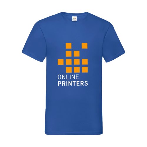 T-shirt bleu roi en coton avec col en V pour hommes.