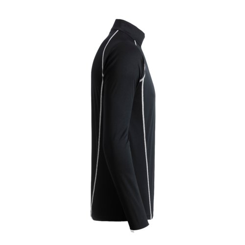 T-shirt  manches longues en polyester noir et blanc, coupe sport.