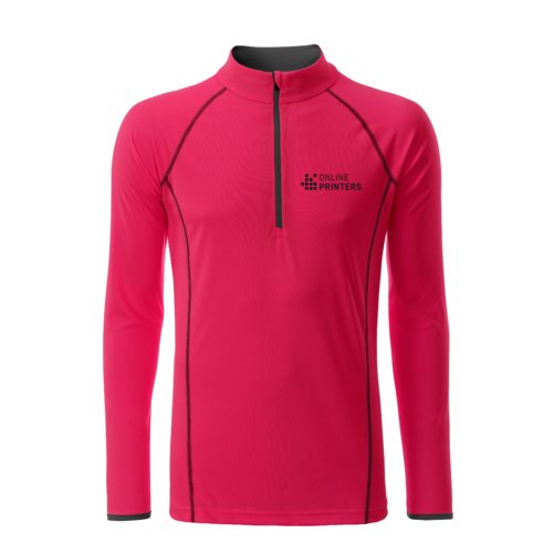 T-shirt  manches longues rose non/gris en polyester avec fermeture clair.