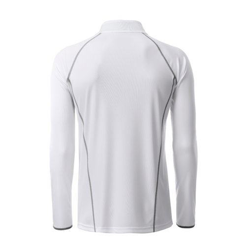 T-shirt  manches longues blanc en polyester avec dtails argents.