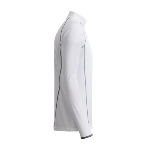 T-shirt  manches longues blanc en polyester pour homme avec col montant.