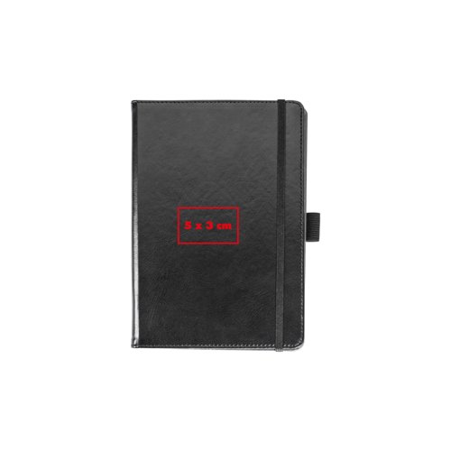 Carnet noir avec fermeture  lastique.