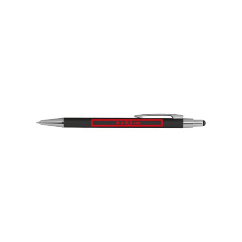 Stylo  bille en mtal noir avec fonction tactile et clip.