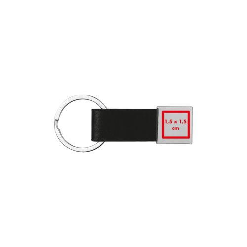 Porte-cls noir en similicuir avec anneau en mtal.