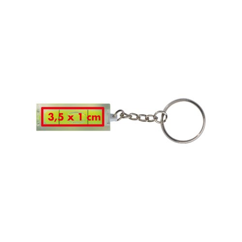 Porte-cls en plastique transparent avec niveau  bulle et anneau en mtal.