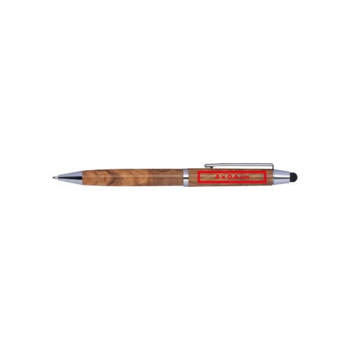 Stylo  bille en bois avec fonction tactile et clip.