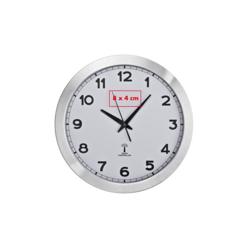 Horloge murale en mtal avec mouvement radio-pilot.