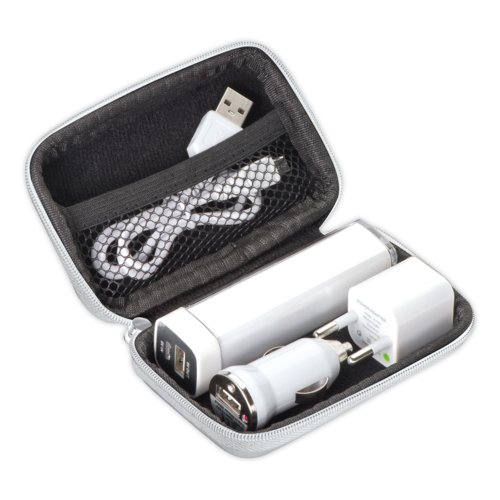 Kit de voyage blanc avec fermeture clair.