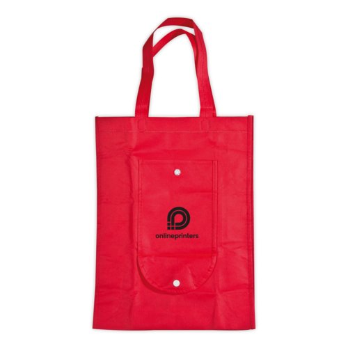 Sac de courses rouge non tiss avec bouton-pression.