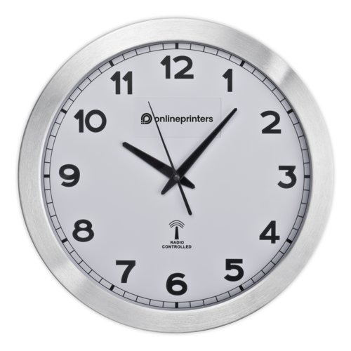 Horloge murale en mtal avec affichage analogique de l'heure.