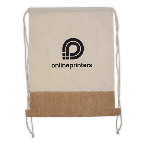 Sac de sport  cordon en coton de couleur naturelle.