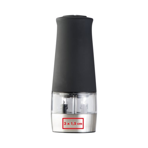 Moulin lectrique en acier inoxydable et plastique avec mcanisme de broyage.