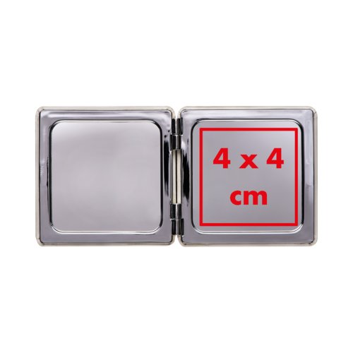 Miroir grossissant carr en mtal qui s'ouvre.