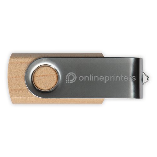 Cl USB en bois avec botier rotatif en mtal.