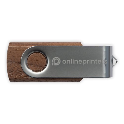 Cl USB en bois avec botier rotatif en mtal.