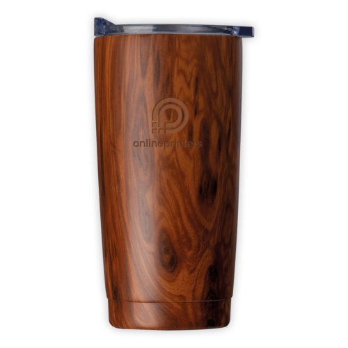 Tasse isotherme en bois avec couvercle.