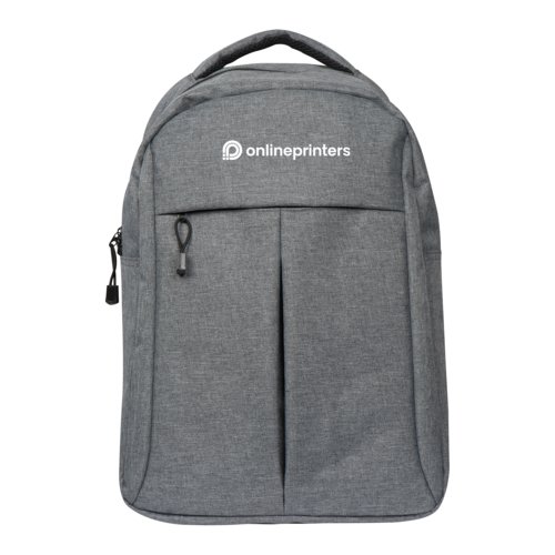 Sac  dos gris en tissu avec poigne et fermeture clair.