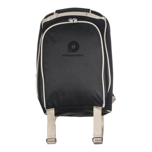 Sac  dos de pique-nique noir avec bretelles rglables.