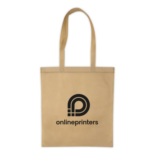 Sac beige non tiss avec poignes de transport.
