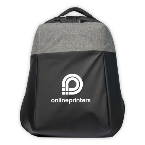 Sac  dos en matriau gris avec poigne de transport et fermeture clair.