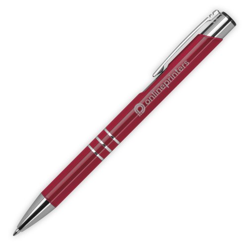 Stylo  bille en mtal bordeaux avec clip et mcanisme  poussoir.