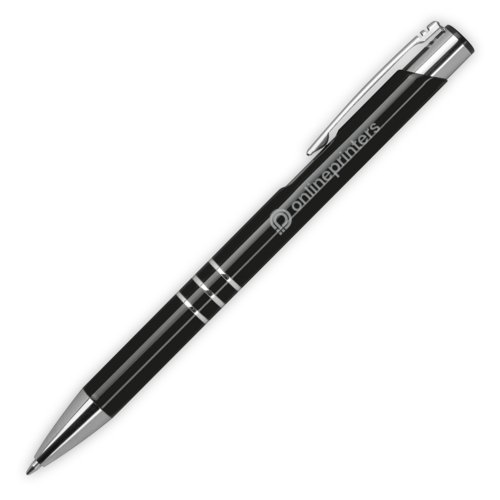 Stylo  bille en mtal noir avec clip et mcanisme  pression.