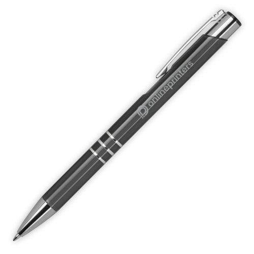 Stylo  bille anthracite en mtal avec clip et mcanisme  pression.