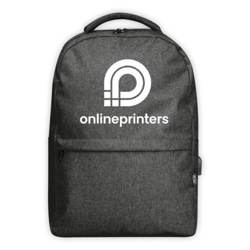 Sac  dos RPET gris avec poigne de transport et bretelles rglables.