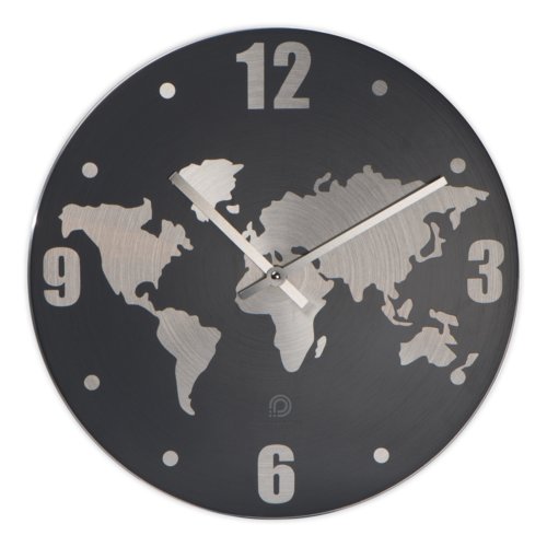 Horloge murale en aluminium avec aiguilles des heures, des minutes et des secondes.