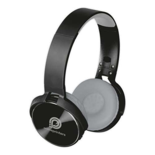 Casque audio circum-aural noir avec arceau rglable.